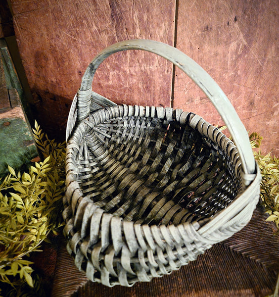 #BT-PB Primitive Distressed "Pewter Blue" Basket MADE IN THE USA!