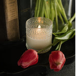 #NY236548  Clear Dotted Glass 3D Flame Candle - 3.25In