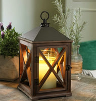 WLESP  Weathered Wooden Candle Warmer Lantern