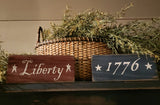 #L1776 Set of 2 - "LIBERTY" & "1776" Patriotic Wood Blocks