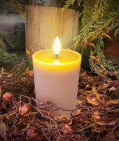 #9PDN  Primitive Caramel 4x3" Flameless Realistic Melt Pillar Candle