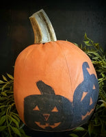 #FA38  Pumpkin With Jack O' Lantern Silhouettes  MADE IN THE USA!