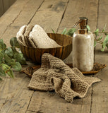 #5019  Set of 4 Tan & Cream Knit Dishcloths