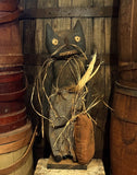#WISK "WHISKERS" Black Cat Holding Pumpkin By Dawn's Attic Treasures