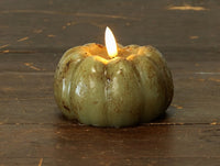 #NY236430 Green 3D Flame 3 Inch Short Pumpkin Candle - 6Hr Timer
