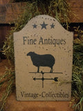 #SHP69 Colonial "FINE ANTIQUES" - Sheep Weathervane - Tavern Shelf Sitter - Pearwood