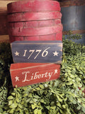 #L1776 Set of 2 - "LIBERTY" & "1776" Patriotic Wood Blocks