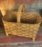#MTAF Primitive "Footed Picnic Basket" - Mustard 🇺🇸 MADE IN THE USA!