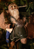 #67HS Primitive Santa Riding Pull Toy Donkey By HOLLY SCHMIDT