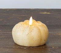 #NY236429  Primitive Cream 3D Flame 3 Inch Short Pumpkin Candle - 6Hr Timer