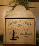 #M-CLI Small Tavern Style  "Candlelight Inn Bed & Breakfast" Wood Sign MADE IN THE USA!