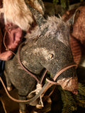 #68HS Primitive Santa Riding Pull Toy Donkey By HOLLY SCHMIDT