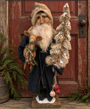 #301HS Primitive Santa With Deer & Tree By HOLLY SCHMIDT