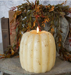 #NY236453 Primitive Cream 3D Flame 6.5 Inch Tall Pumpkin Candle - 6Hr Timer