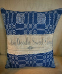 #WRN1340-G Primitive Woven Pillow Woven With "Yankee Doodle Sweet Shoppe" Printed Tag