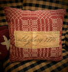 #WRN1340-K Primitive Woven Pillow Woven With "Olde Glory 1776" Printed Tag