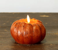 #NY236437 Primitive Orange 3D Flame Short 3.5 Inch Pumpkin Candle - 6Hr Timer