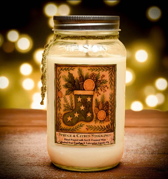 #SC24 "Spruce and Citrus Stockings" 24oz Soy Jar Candle