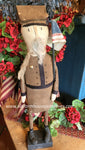 #MDY0068BR  Primitive Tall Brown Uniform Soldier With Flag 🇺🇸 MADE IN THE USA