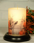 #6VP-GG-H/V "Garden Gate Halloween" - Vanilla 6In Wax Candle Sleeve