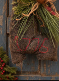 #SNTB Primitive Clay Face Santa In Patriotic "1776" Boot By HOLLY SCHMIDT