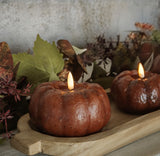#NY236434 Primitive Bronze 3D Flame 3.5 Inch Short Pumpkin Candle - 6Hr Timer