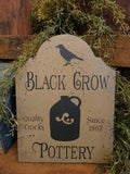 #CP912 Colonial "BLACK CROW POTTERY" Tavern Shelf Sitter - Pearwood