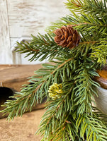 #XP76822 White Spruce 9In Candle Ring With Cones