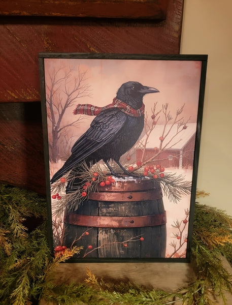 #WC1141 "Winter Crow" 11X16In Framed Print MADE IN AMERICA!