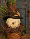 #SNHD Primitive Snowman Head On Base By Dawn's Attic Treasures