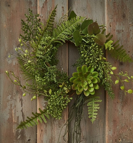 succulent candle ring 6-2375PM 6In Mixed Foliage & Succulent Candle Ring