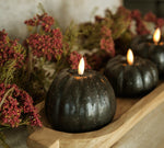 #NY236439 Primitive Black 3D Flame Tall 4In Pumpkin Candle - 6Hr Timer