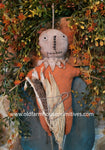 #BYC-2DOT  Primitive Hanging Pumpkin Guy With Corn Cob MADE IN AMERICA!