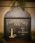 #R-CLI Small Tavern Style  "Candlelight Inn Bed & Breakfast" Wood Sign MADE IN THE USA!
