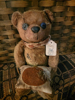#WRN2298  Primitive "WILMOT" Bear With Pumpkin Scarf & Thankful Pumpkin Pillow