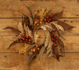 #G228752 Mixed Wheat & Berry 12In Candle Ring