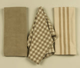 #3909  Set of 3 Tan & Cream Kitchen Towel
