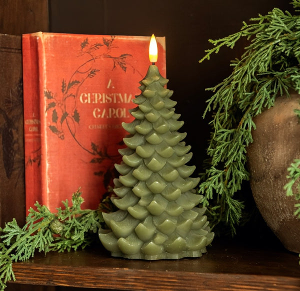 #NY236683  7In Green 3D Flame Balsam Tree Candle