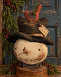 #SNHD Primitive Snowman Head On Base By Dawn's Attic Treasures