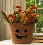#HY239234  Orange Galvanized Agatha Metal Jack O Lantern Pail