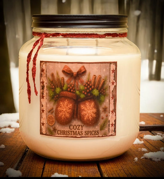 #CZ64  "Cozy Christmas Spices" 64oz Soy Jar Candle