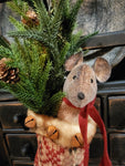 #2WSM Woven Stocking With Mouse & Greens By RUGGED CHIC COLLECTION
