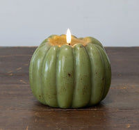 #NY236460  Primitive Green 3D Flame 5 Inch Pumpkin Candle - 6Hr Timer