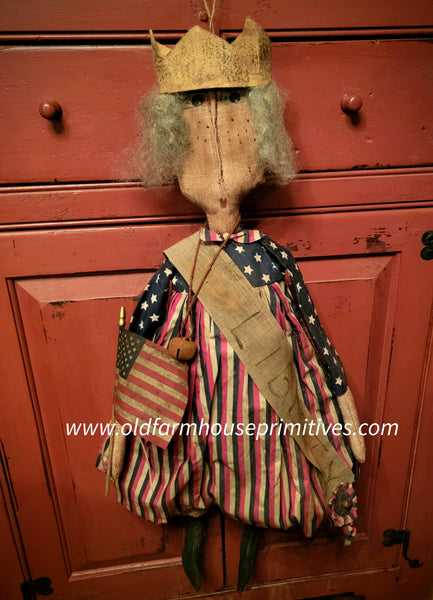 #26MA-LL Primitive "Lady Liberty" With Striped Dress by MOSES ALLEN COLLECTION