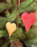 #MHBB Primitive Mustard Beeswax Heart ❤️ Ornaments Set of 3