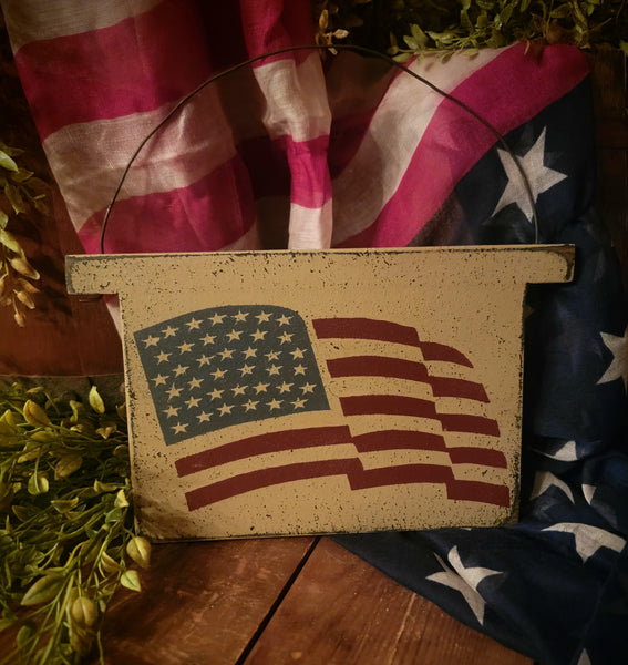 American Flag Tea Stained 3x5 Embroidered Vintage US Flags- Made In US - Foto 7