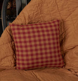 #32168  Burgundy Check Fabric Pillow - 16x16
