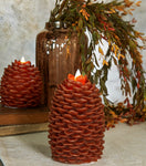 #NY236402 Primitive Bronze Moving Flame Pinecone Candle