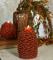 #NY236402 Primitive Bronze Moving Flame Pinecone Candle