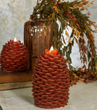 #NY236402 Primitive Bronze Moving Flame Pinecone Candle